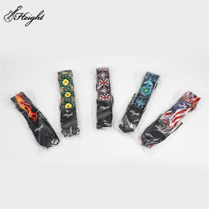 Black Cotton PU Leather Guitar Strap Gift